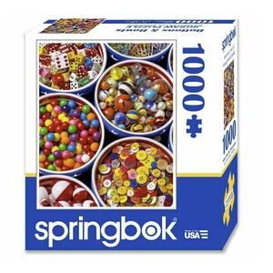 NEW Springbok 1000 piece jigsaw puzzle Buttons and Bowls Colorful Dice/Balls/Gum